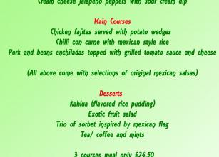 Mexican Themed Night - menu for 26th May 2017