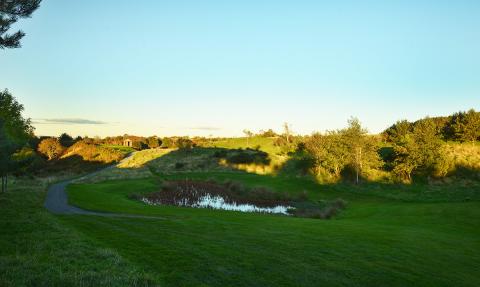 Par 3 and the pond shouldn't be in play but on the tee its in your eyeline