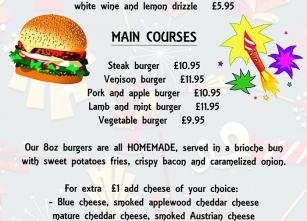 menu for burger night